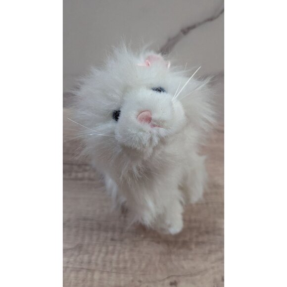 Ganz White Fluffy Cat Plush Toy 8" soft Stuffed Animal Blue eyes - Picture 6 of 9